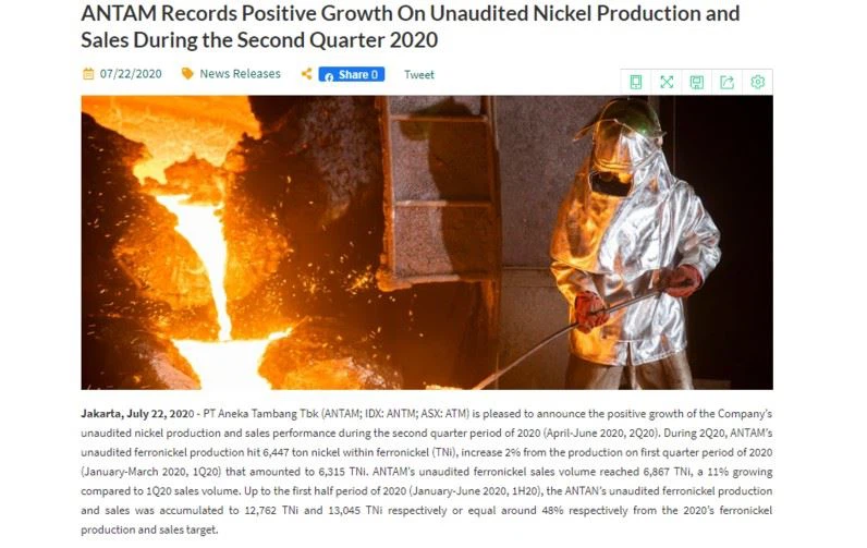 2020Q2 니켈 생산 및 판매는 긍정적 인 성장을 달성하고 페로 니켈 생산은 전월 대비 2 % 증가 할 것입니다
